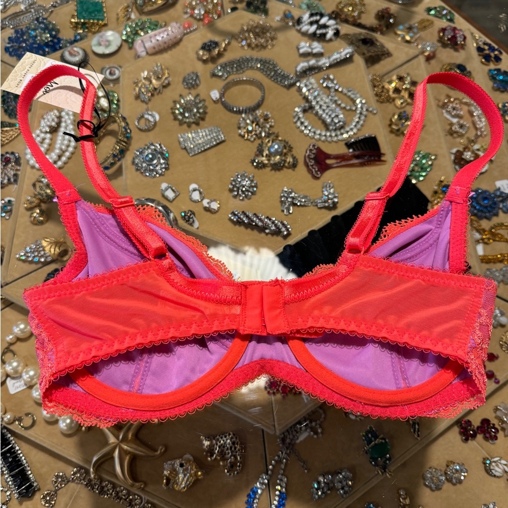 Pour Moi Amour non padded bra Orange/ultraviolet new with tags - Picture 3 of 9